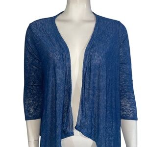 Velvet 3/4 Sleeve Slub Jersey Tunic Cardigan Navy XS